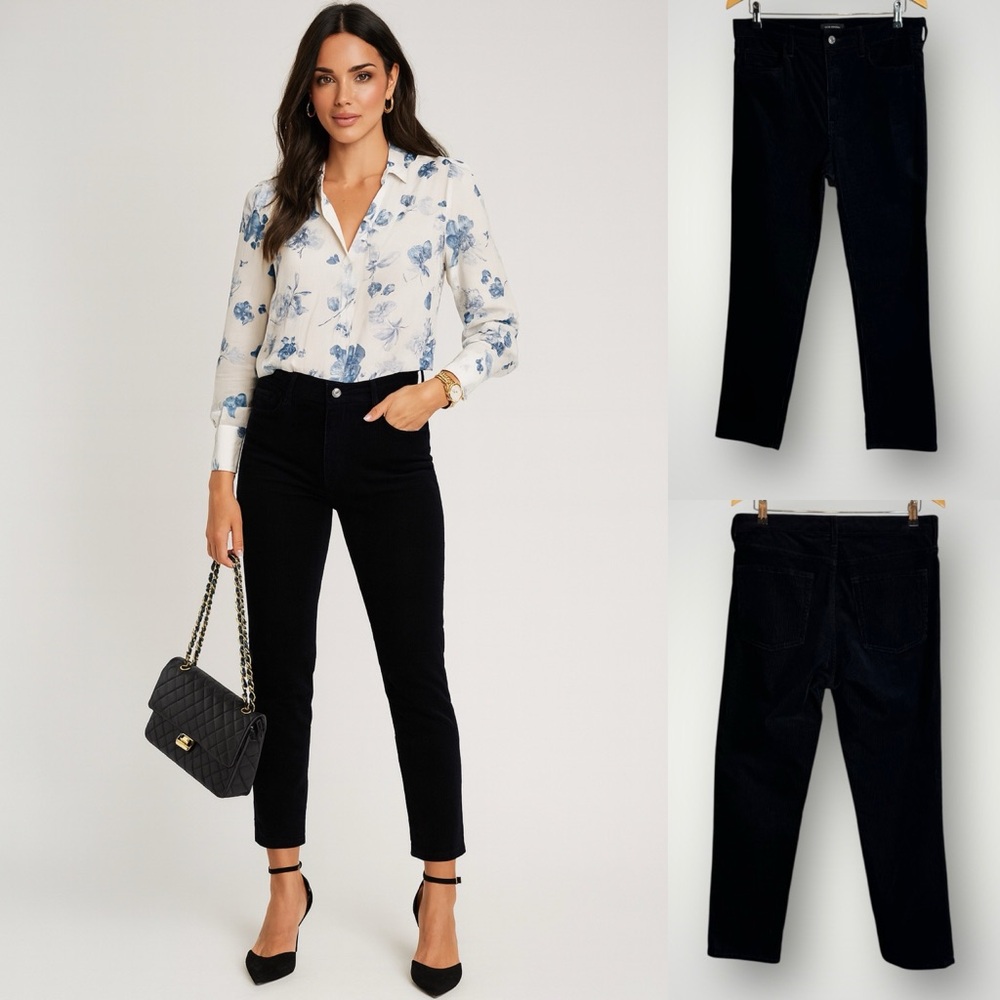 Club Monaco The High Rise Skinny Pants Womens Size 30 Black Corduroy 27” Inseam